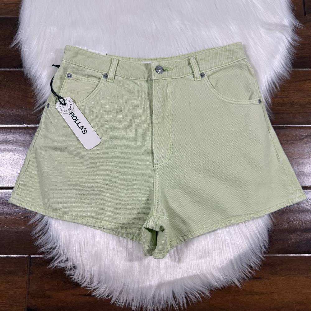 Rolla's Women's Size 29 Mirage High Rise Relaxed Fit Denim Shorts‎ in Pistachio